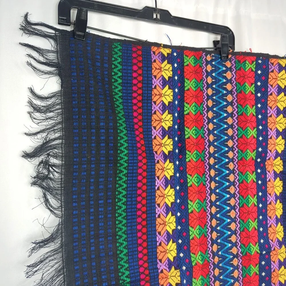 Vintage Folk Indigenous Rug Tapestry Knit Tablecloth Black